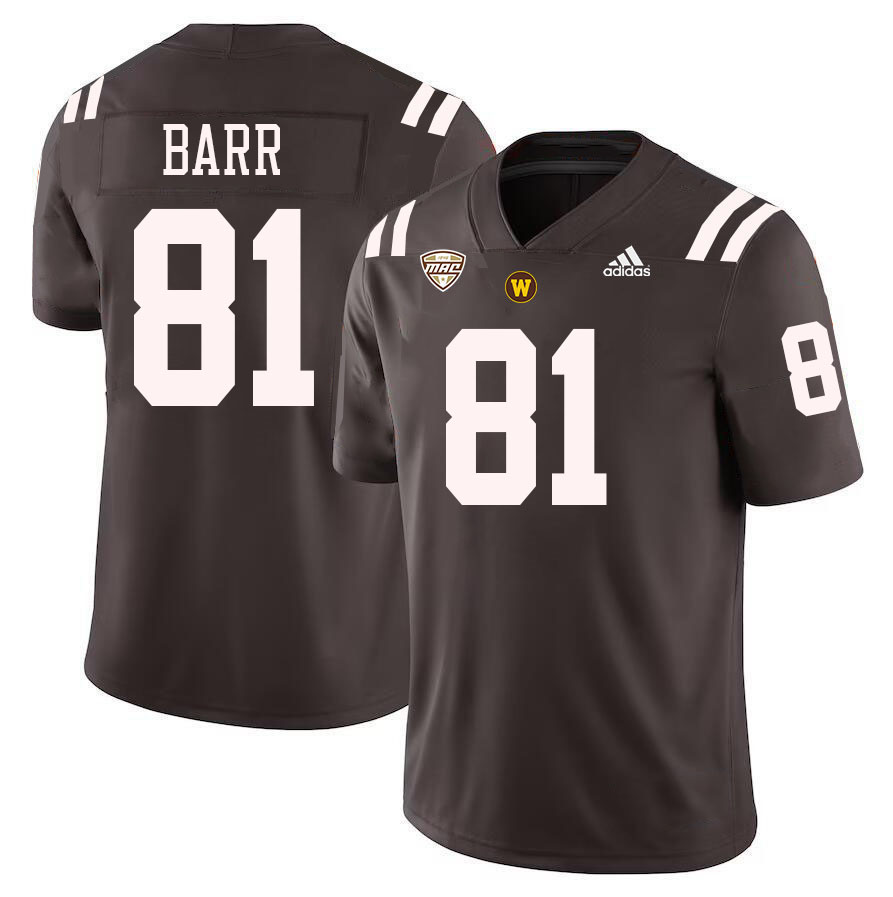 #81 Davis Barr Western Michigan Broncos College Football Jerseys Stitched-Brown